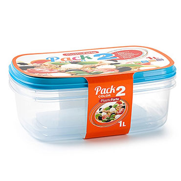 2 fiambreras transparentes Plasticforte 1l.